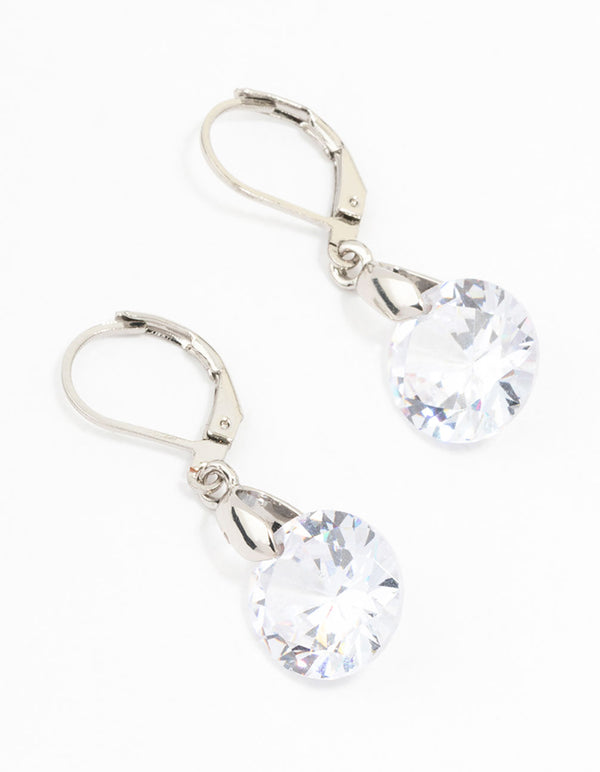 Silver Cubic Zirconia Circle Drop Earrings