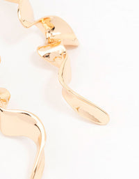 Gold Long Wavy Drop Earrings - link has visual effect only