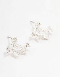 Silver Cubic Zirconia Heart Jacket Earrings - link has visual effect only