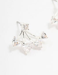 Silver Cubic Zirconia Heart Jacket Earrings - link has visual effect only