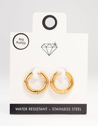 Gold Plated Stainless Steel Thick Clicker Hoop Earrings 22 MM - link has visual effect only