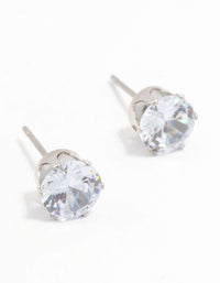 Stainless Steel Cubic Zirconia Stud Earrings 7 MM - link has visual effect only