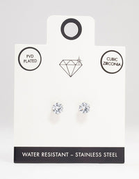 Stainless Steel Cubic Zirconia Stud Earrings 7 MM - link has visual effect only