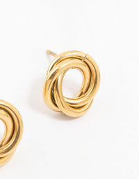 Waterproof Gold Plated Stainless Steel Knotted Doughnut Stud Earrings - link has visual effect only