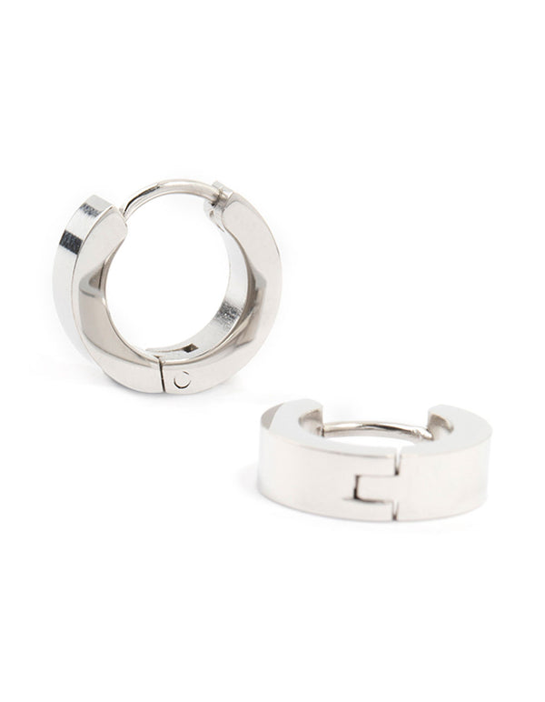 Waterproof Stainless Steel Wide Huggie Earrings