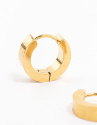 Waterproof Gold Plated Stainless Steel Wide Huggie Earrings - link has visual effect only