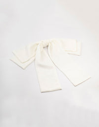 White Crepe Draped Fabric Bow Clip - link has visual effect only