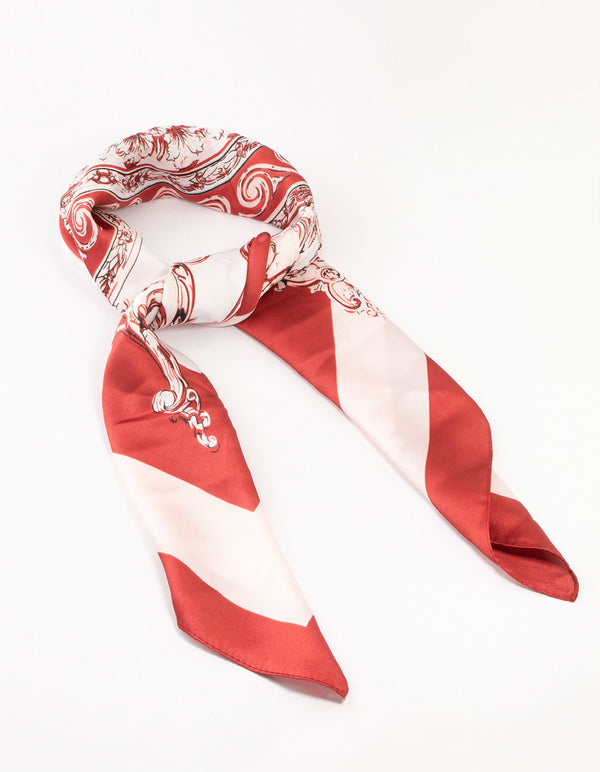 Red & White Regal Print Fabric Scarf