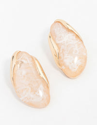 Plastic Marble Oval Disc Drop Earrings - link has visual effect only