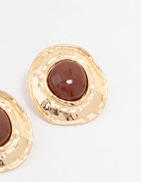 Gold Molten Circle Disc Stud Earrings - link has visual effect only