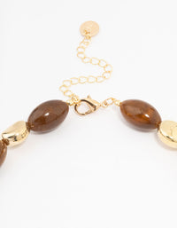 Brown Pearl & Gold Beaded Necklace - link has visual effect only