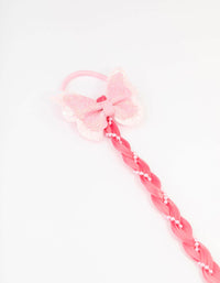 Kids Mixed Pink Braided Faux Hair Pearl Clip - link has visual effect only