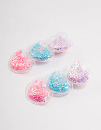 Kids Colourful Heart Glitter Shaker Hair Clips 2-Pack - link has visual effect only