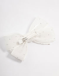 Kids Mixed Cream Fabric Bow Clip - link has visual effect only