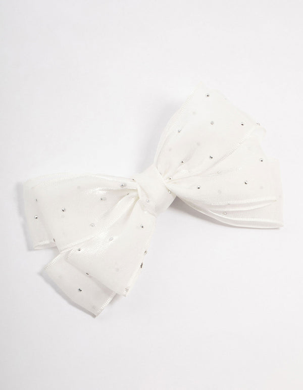 Kids Mixed Cream Fabric Bow Clip