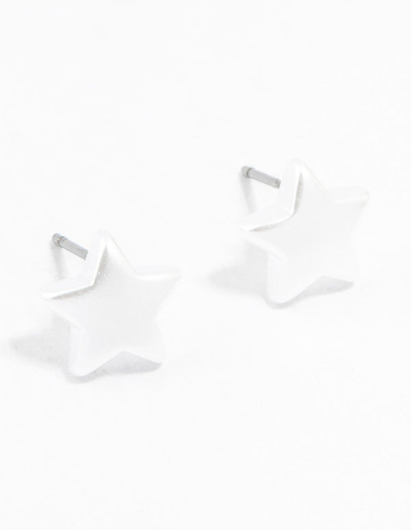 Plastic Star Pearl Stud Earrings