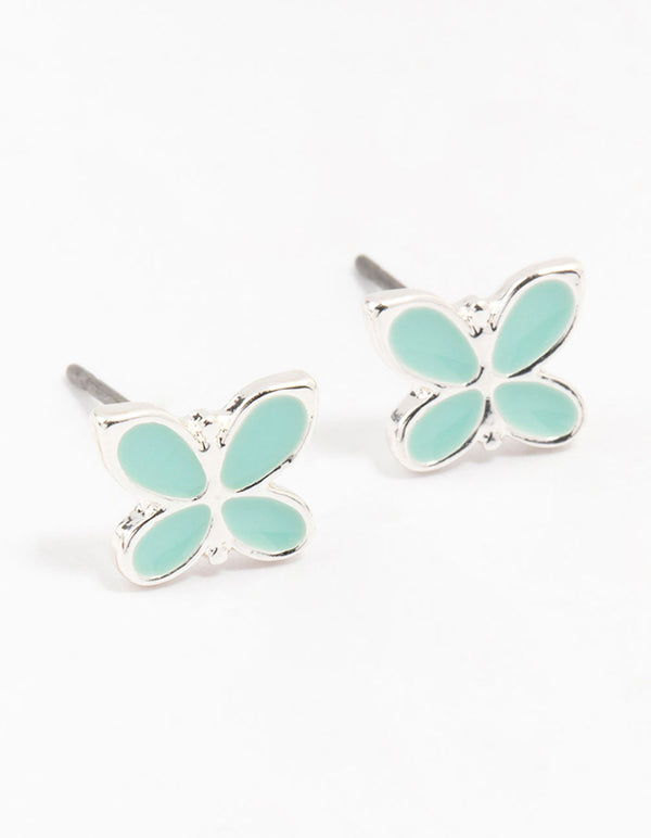 Silver Butterfly Stud Earrings