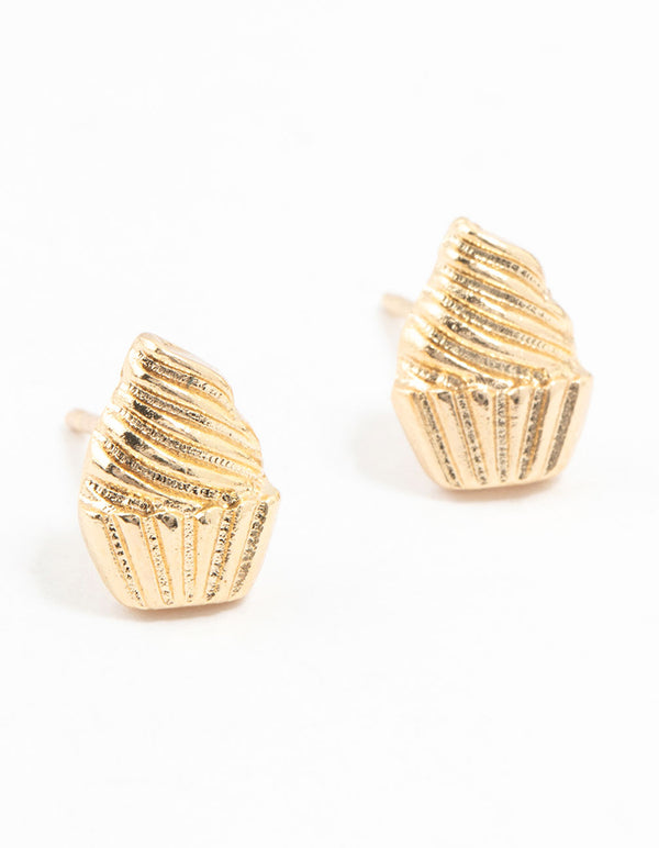 Gold Cupcake Stud Earrings