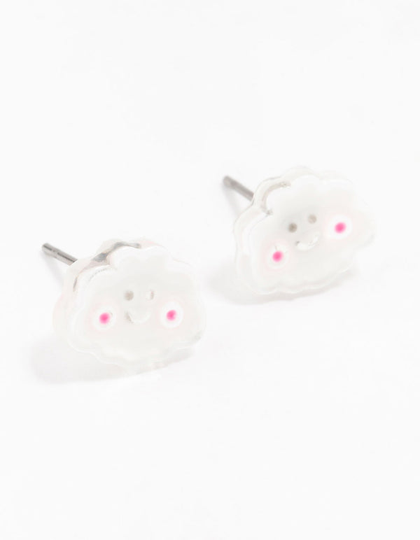 Plastic Smiley Cloud Stud Earrings