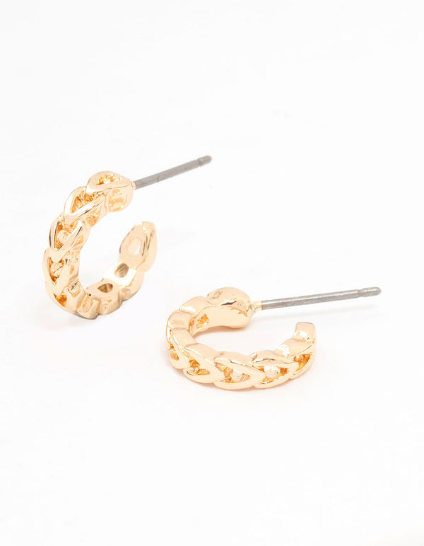 Gold Cut Out Heart Huggie Earrings