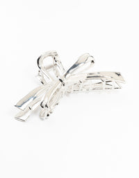 Rhodium Cross Over Bow Claw Clip - link has visual effect only