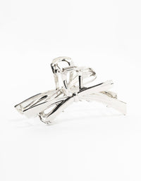 Rhodium Cross Over Bow Claw Clip - link has visual effect only