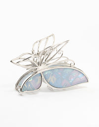 Silver Blue Butterfly Acrylic Claw Clip - link has visual effect only