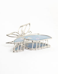 Silver Blue Butterfly Acrylic Claw Clip - link has visual effect only