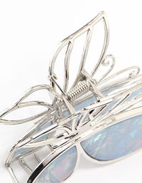 Silver Blue Butterfly Acrylic Claw Clip - link has visual effect only