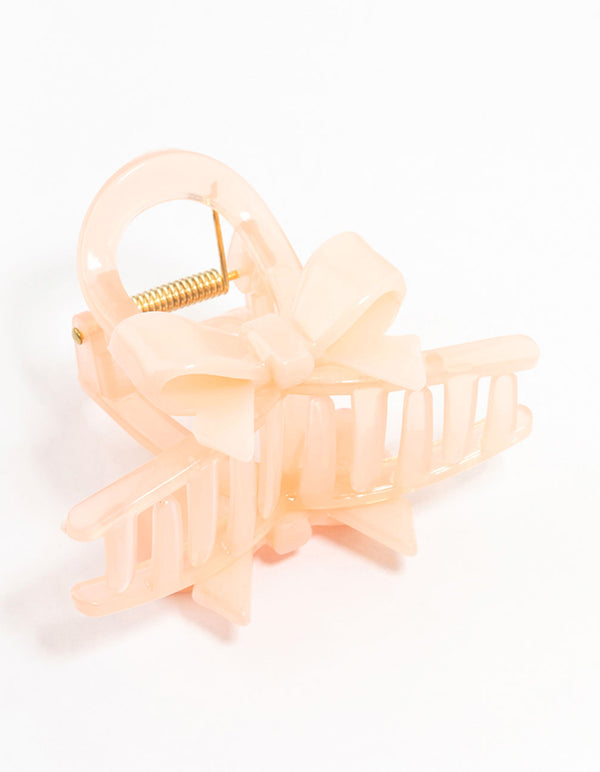 Small Pink Plastic Loop Bow Claw Clip