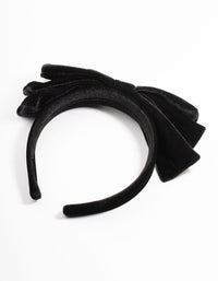 Black Velvet Fabric Large Bow Headband - link has visual effect only