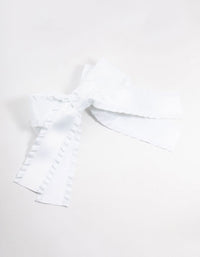 White Double Ruffle Fabric Bow - link has visual effect only