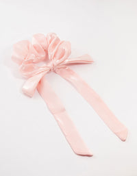 Pink Chiffon Fabric Long Bow Scrunchie - link has visual effect only