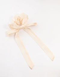 Peachy Pink Chiffon Fabric Long Bow Scrunchie - link has visual effect only