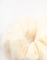 Large White Fabric Pearl Detail Scrunchie - link has visual effect only