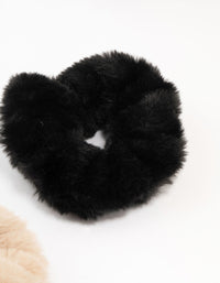 Black & Pink Faux Fur Scrunchies 2-Pack - link has visual effect only