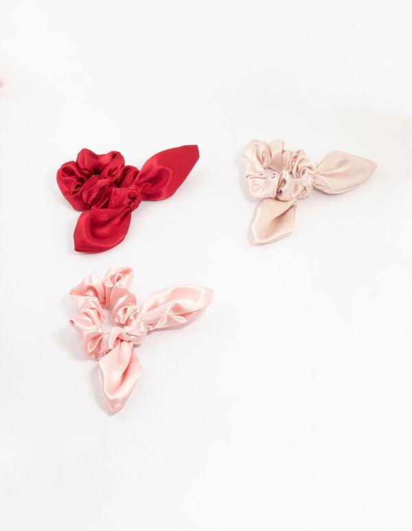 Pink & Red Satin Bunny Scrunchiees 3-Pack