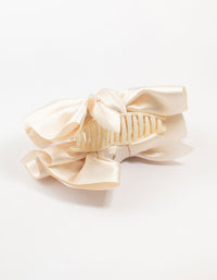 Large Cream Fabric Knotted Bow Clip - link has visual effect only