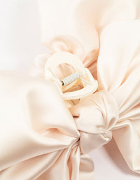 Large Cream Fabric Knotted Bow Clip - link has visual effect only