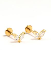 Gold Plated Surgical Steel Double Leaf Flat Backs 2-Pack - link has visual effect only