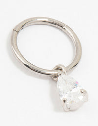 Titanium Pear Drop Ring Belly Ring - link has visual effect only