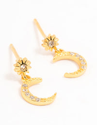 Gold Plated Sterling  Silver Celestial Cubic Zirconia Drop Earrings - link has visual effect only