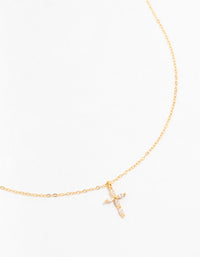 Gold Plated Sterling Silver Cubic Zirconia Cross Necklace - link has visual effect only