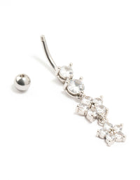 Surgical Steel Double Flower Drop Belly Bar - link has visual effect only