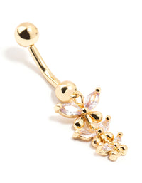 Gold Plated Surgical Steel Trio Butterfly Drop Belly Bar - link has visual effect only