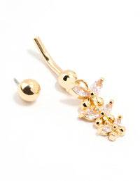 Gold Plated Surgical Steel Trio Butterfly Drop Belly Bar - link has visual effect only