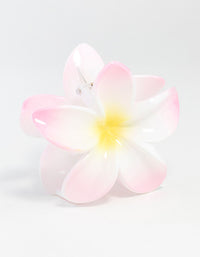 White Plastic Frangipani Flower Claw Clip - link has visual effect only