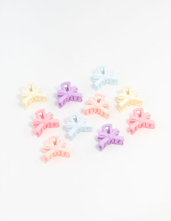 Mini Matte Bow Cut Out Hair Clips 10-Pack