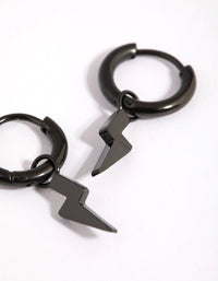 Black Coated Surgical Steel Lightning Bolt Huggie Hoop Earrings - link has visual effect only