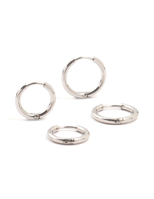 Waterproof Stainless Steel Small Hoop Earrings 2-Pack